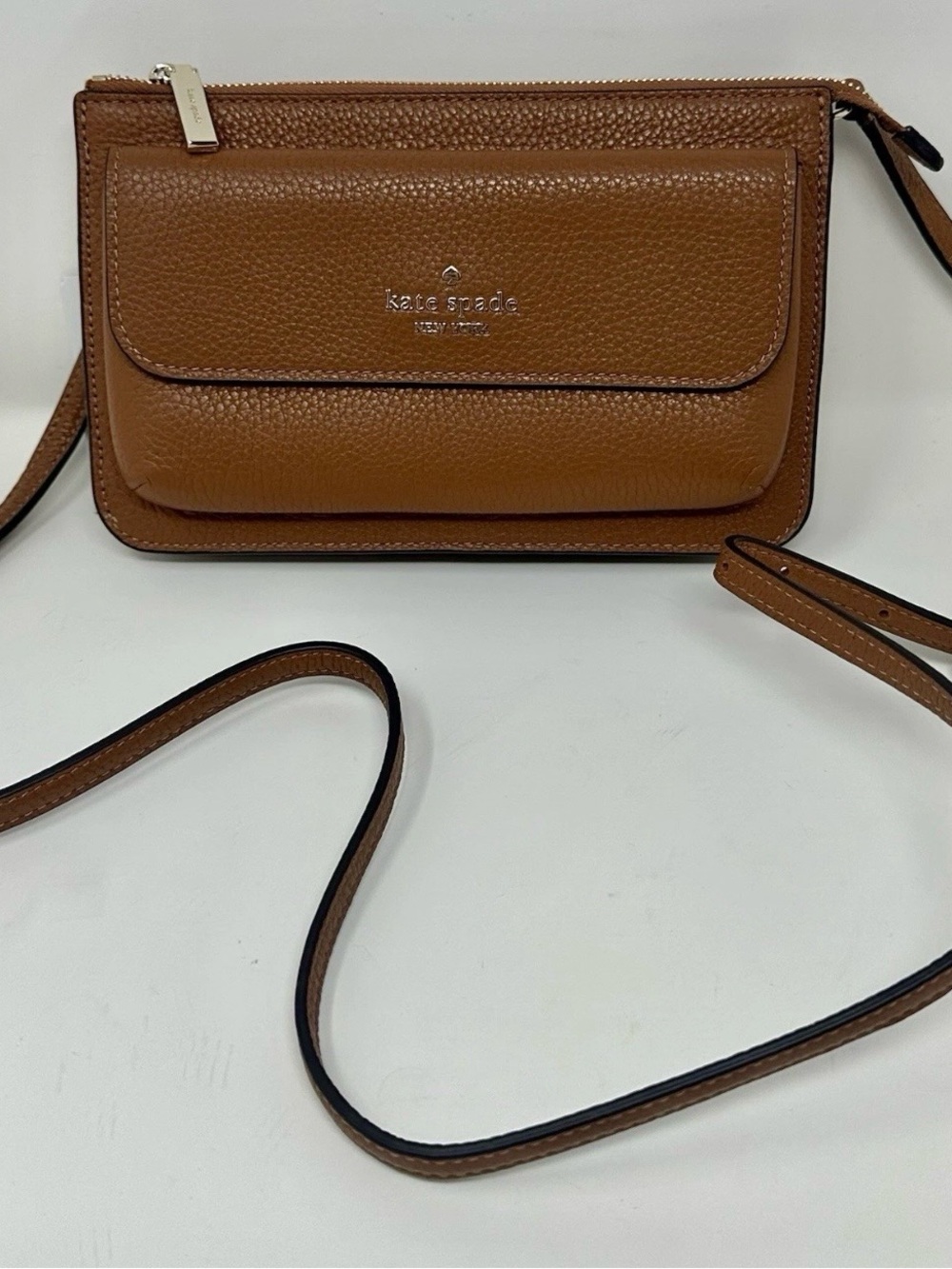 Kate Spade Small Flap Crossbody Bag Leila Warm Ginge Brown Leather